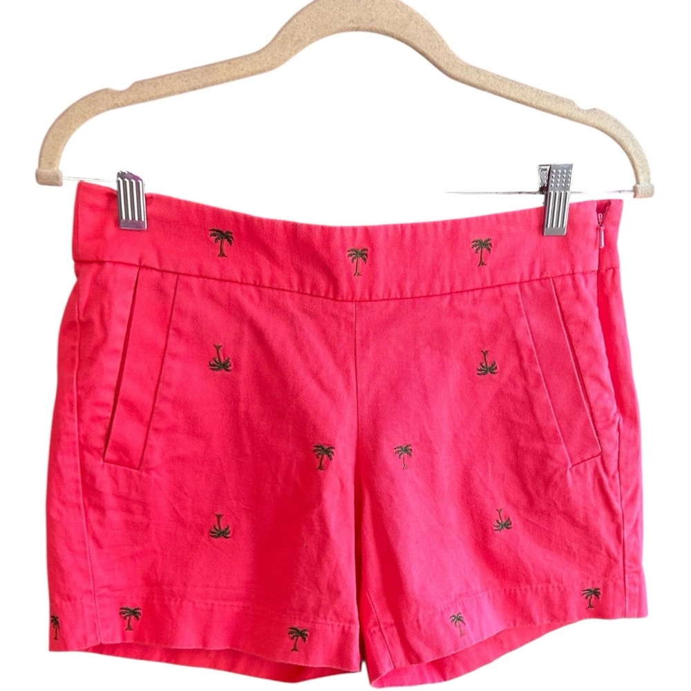 J. Crew Pink Chino City Fit Palmetto Tree design shorts Sz 0